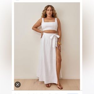 Reformation Palm Linen Two Piece Set in White Size 0